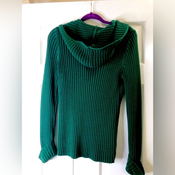 Jones New York Sport Green Knit Three-Button Pullover Sweater w/ Hood - Picture 8 of 9